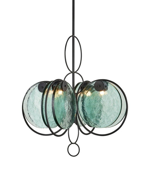 Vesica Piscis 4-Light Chandelier in Clear / Blacksmith
