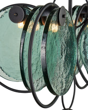 Vesica Piscis 4-Light Chandelier in Clear / Blacksmith