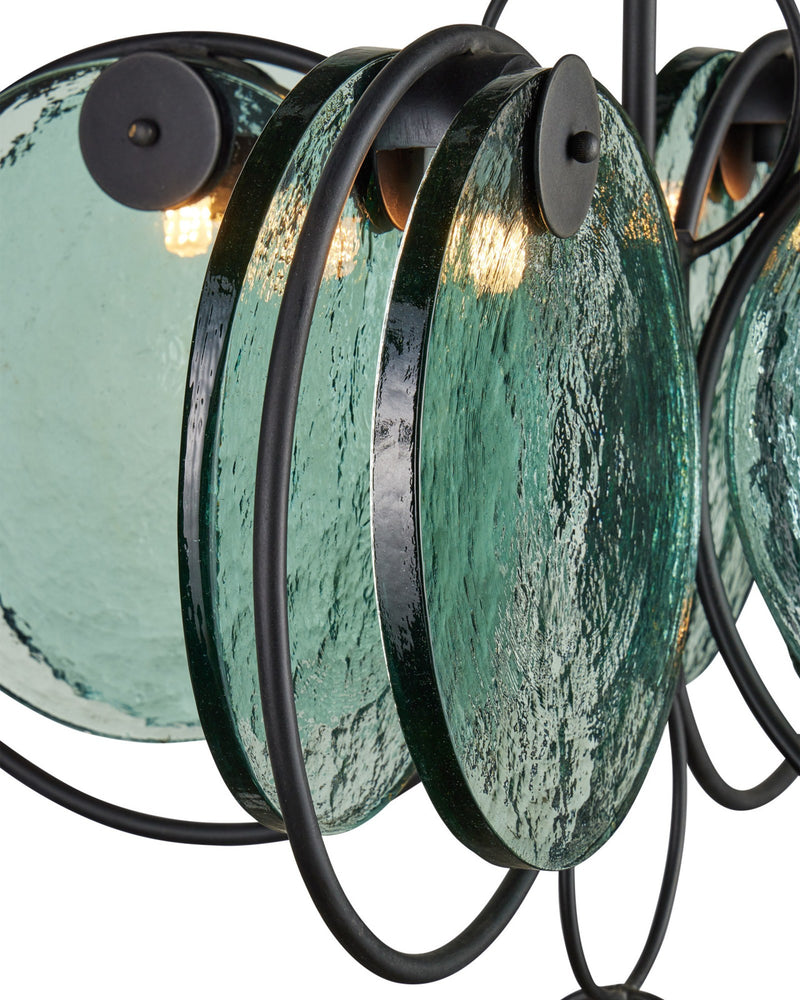 Vesica Piscis 4-Light Chandelier in Clear / Blacksmith