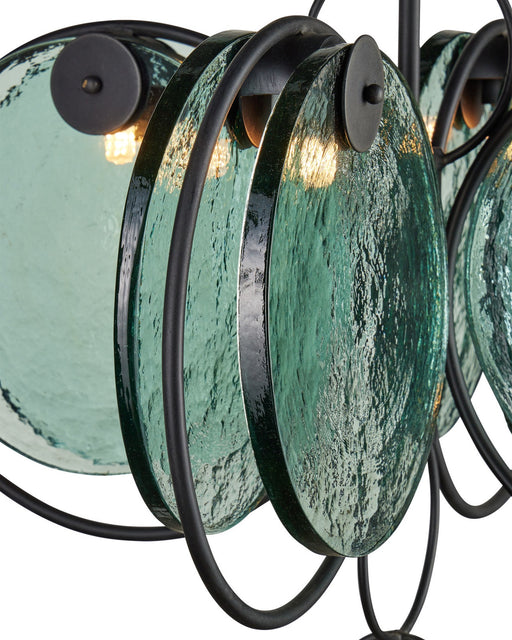 Vesica Piscis 4-Light Chandelier in Clear / Blacksmith