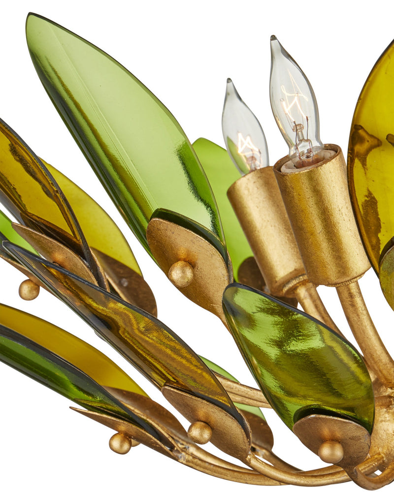 Selavy Semi-Flush Mount in Green / Contemporary Gold Leaf / Contemporary Gold