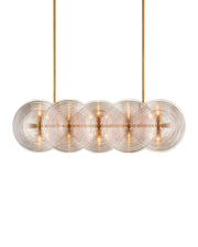 Whirlwind 10-Light Rectangular Linear Pendant in Pale Pink / Brass