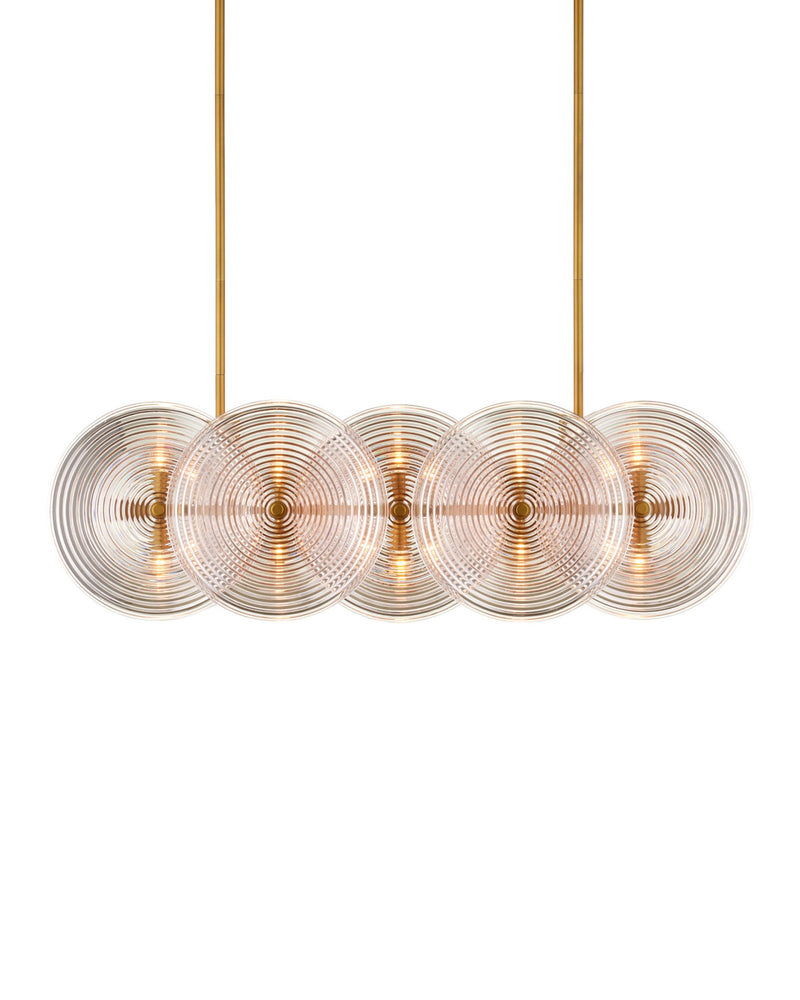 Whirlwind 10-Light Rectangular Linear Pendant in Pale Pink / Brass