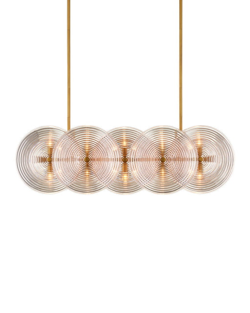 Whirlwind 10-Light Rectangular Linear Pendant in Pale Pink / Brass