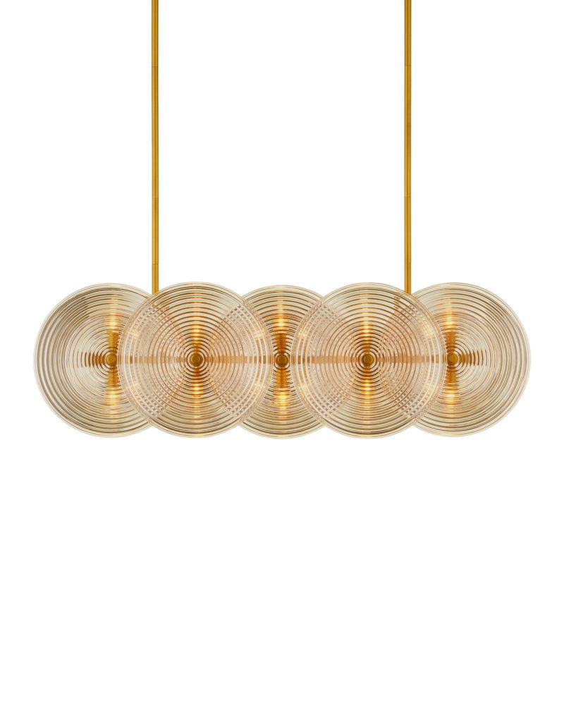 Whirlwind 10-Light Rectangular Linear Pendant in Pale Yellow / Brass