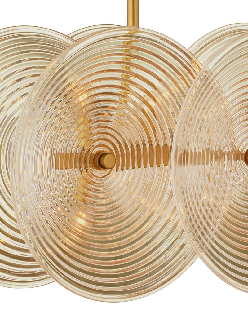 Whirlwind 10-Light Rectangular Linear Pendant in Pale Yellow / Brass