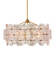 Whirlwind 6-Light Medium Pendant in Pale Pink / Brass