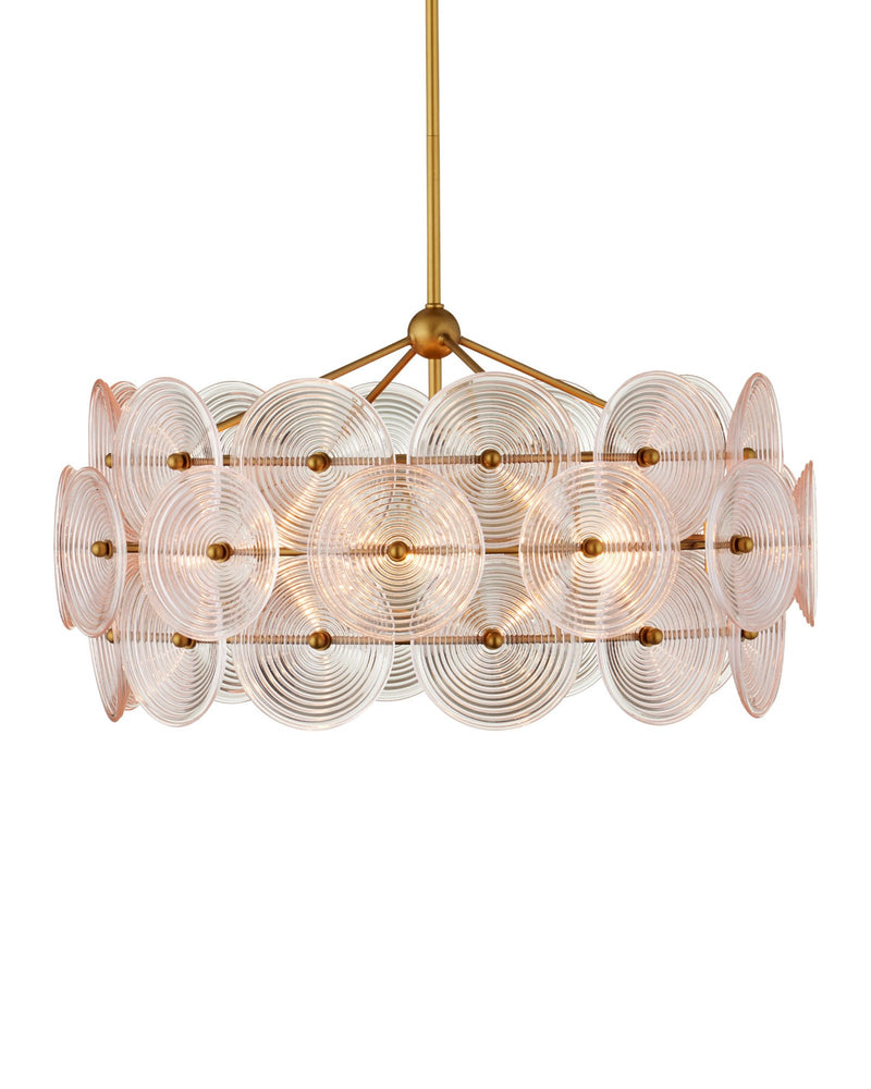 Whirlwind 6-Light Medium Pendant in Pale Pink / Brass