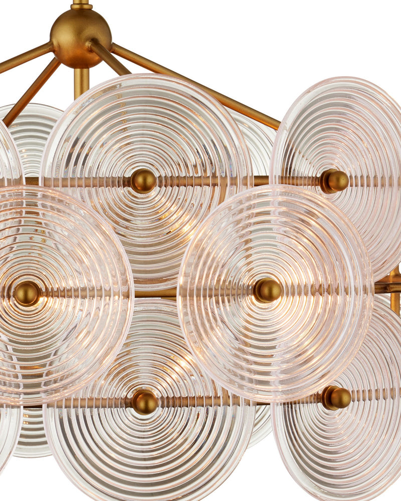 Whirlwind 6-Light Medium Pendant in Pale Pink / Brass