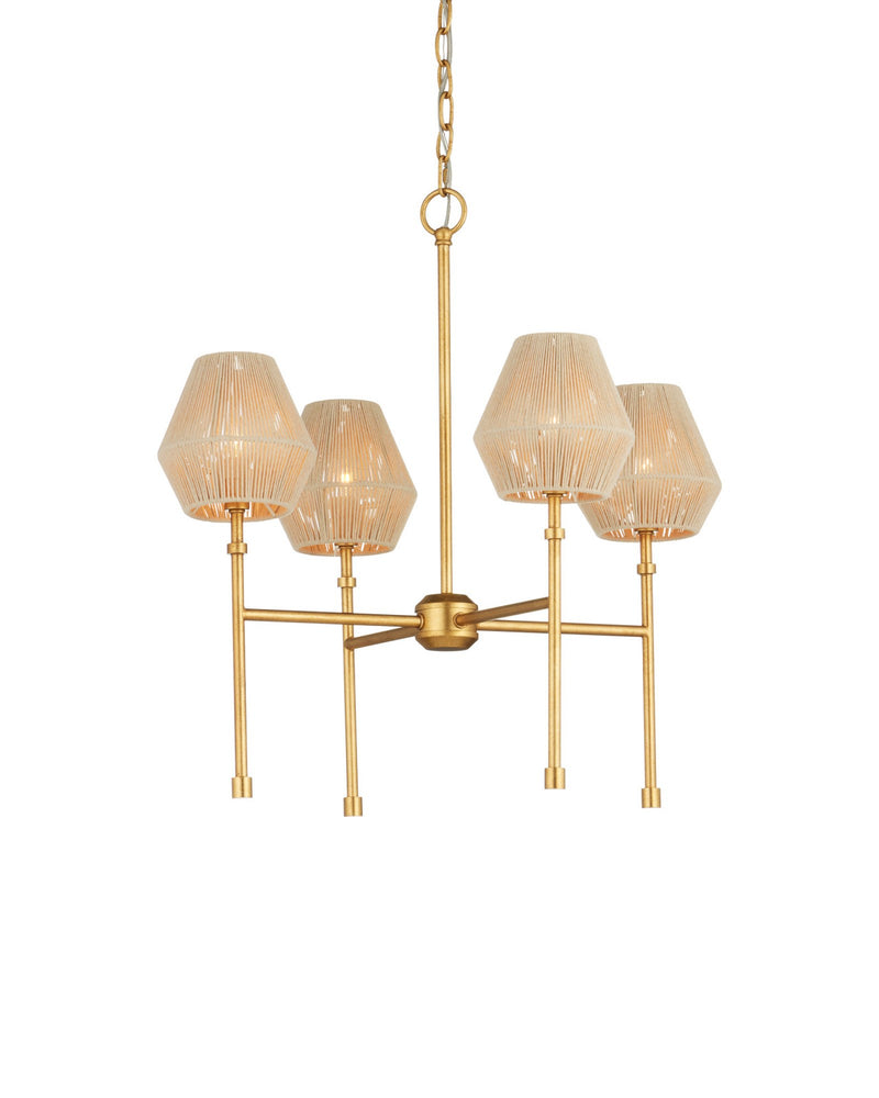 Francie 4-Light Small Chandelier in Antique Gold Leaf / Natural