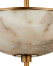 Volterra 6-Light Three-Tier Alabaster Pendant in Natural / Antique Brass