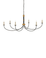 Lawton 6-Light Chandelier in Satin Black / Contemporary Gold Leaf