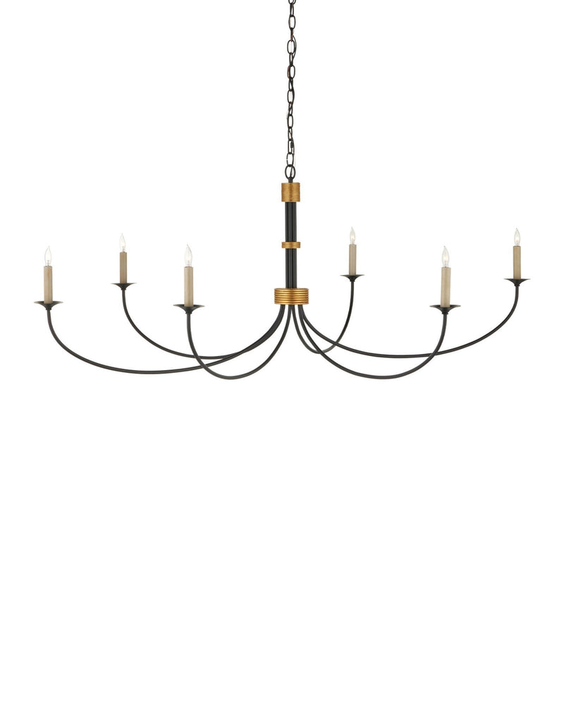 Lawton 6-Light Chandelier in Satin Black / Contemporary Gold Leaf