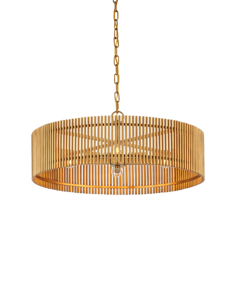 Lavenham 4-Light Drum Pendant in Brushed Brass