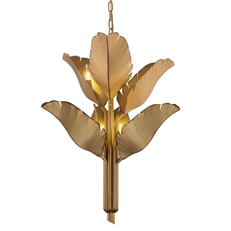 Banana Leaf 6-Light 25" Chandelier in Gold
