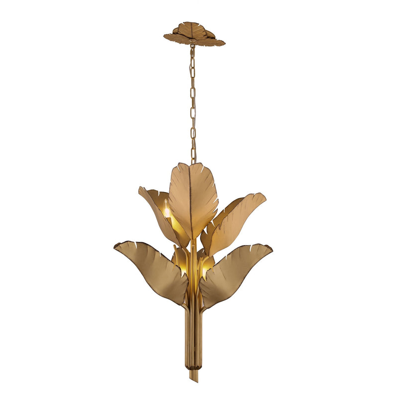 Banana Leaf 6-Light 25" Chandelier in Gold