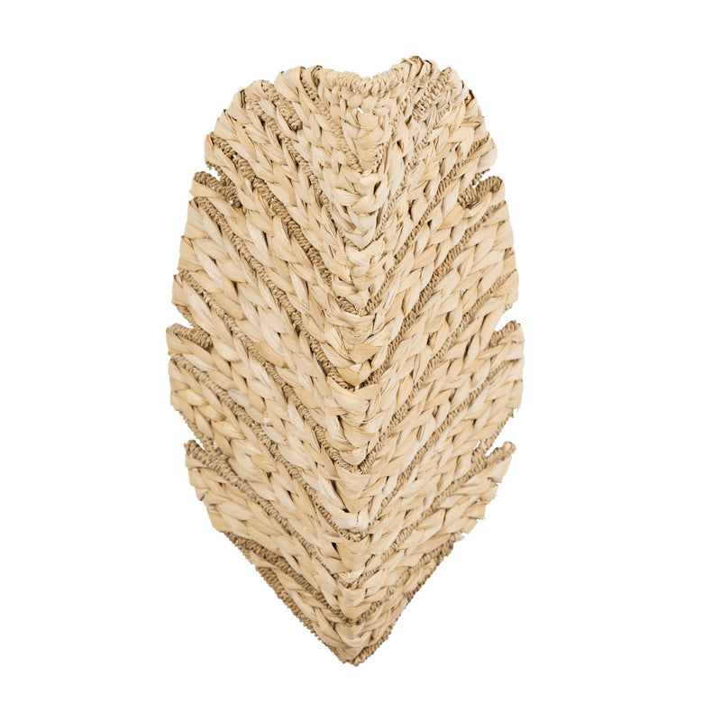 Banana Leaf 2-Light 17.2" Wall Sconce with Seagrass in French Gold/Natural Seagrass