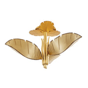 Banana Leaf 3-Light 24" Semi-Flush Mount in Gold/Dark Edging