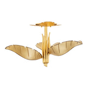 Banana Leaf 3-Light 24" Semi-Flush Mount in Gold/Dark Edging