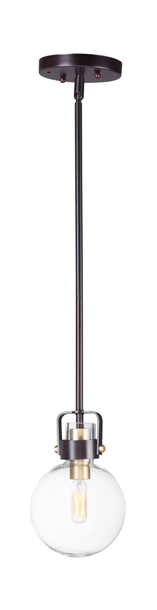 Bauhaus 1 Light Mini Pendant in Bronze / Satin Brass