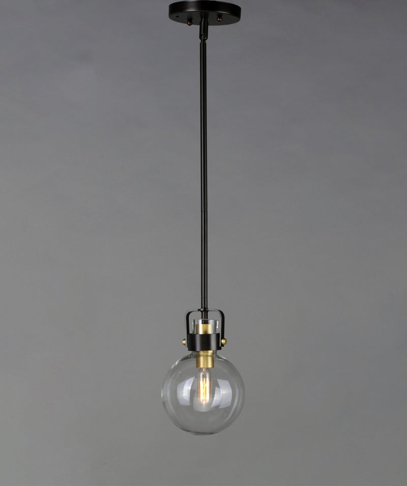 Bauhaus 1 Light Mini Pendant in Bronze / Satin Brass