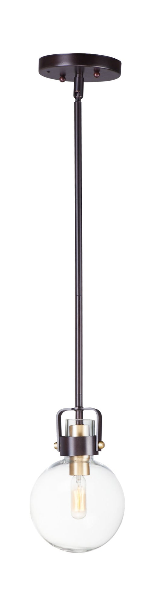 Bauhaus 1 Light Mini Pendant in Bronze / Satin Brass