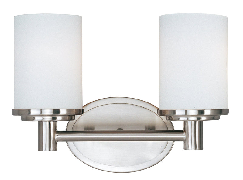 Cylinder 2 Light Bath Vanity Light in Satin Nickel