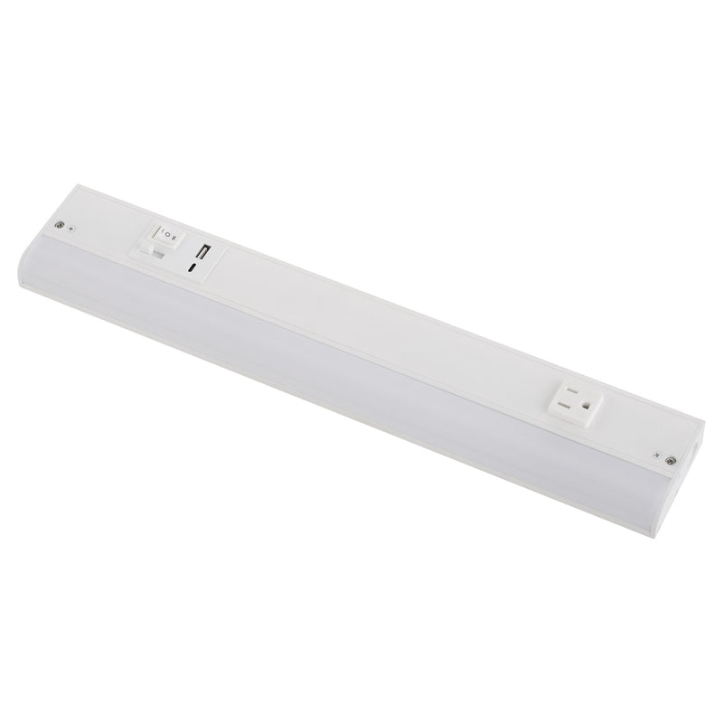 LED 18" Under Cabinet Light with USB & Outlet in Studio White