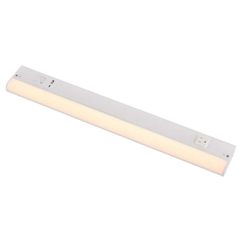 LED 24" Under Cabinet Light with USB & Outlet in Studio White