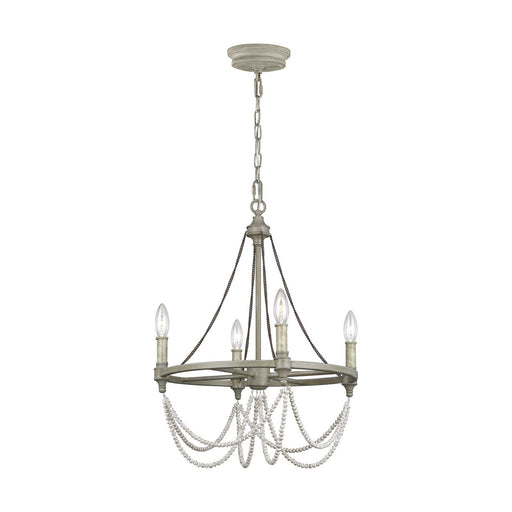 Beverly 4-Light Chandelier in French Washed Oak / Distressed White Wood