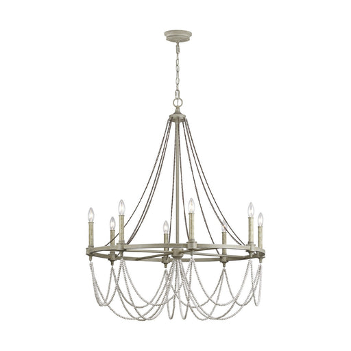 Beverly 8-Light Chandelier in French Washed Oak / Distressed White Wood