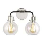 Clara 2-Light Bath Vanity Light in Polished Nickel/textured Black
