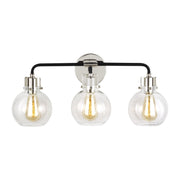 Clara 3-Light Bath Vanity Light in Polished Nickel/textured Black