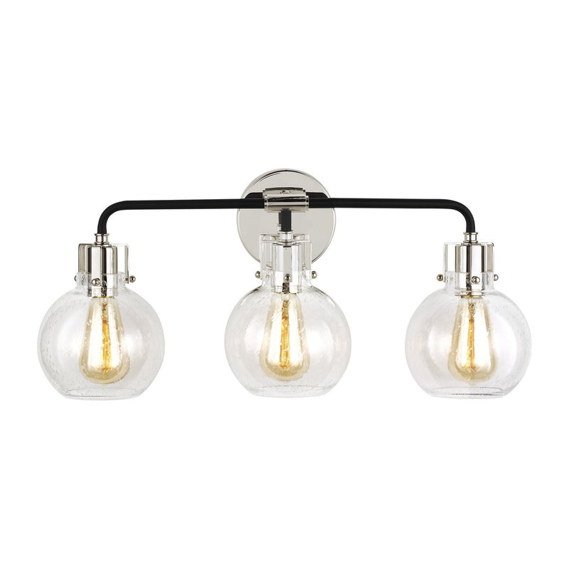 Clara 3-Light Bath Vanity Light in Polished Nickel/textured Black