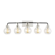 Clara 5-Light Bath Vanity Light in Polished Nickel/textured Black