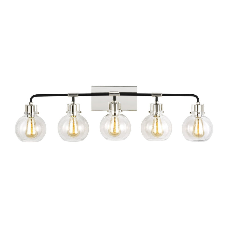 Clara 5-Light Bath Vanity Light in Polished Nickel/textured Black