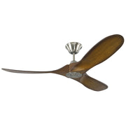 Maverick 52" Ceiling Fan in Brushed Steel with Koa Blades