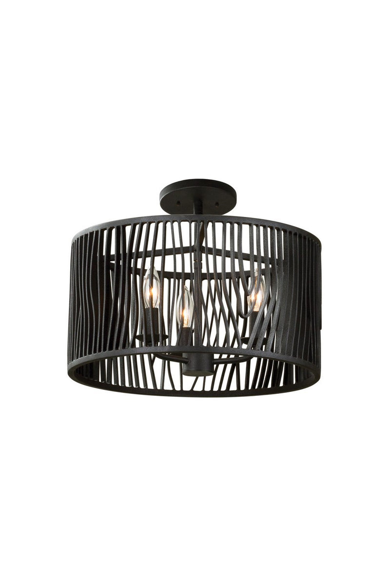 Morre 3-Light Semi-Flush Mount in Black Iron