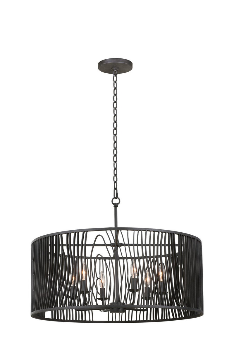 Morre 6-Light 28" Chandelier in Black Iron