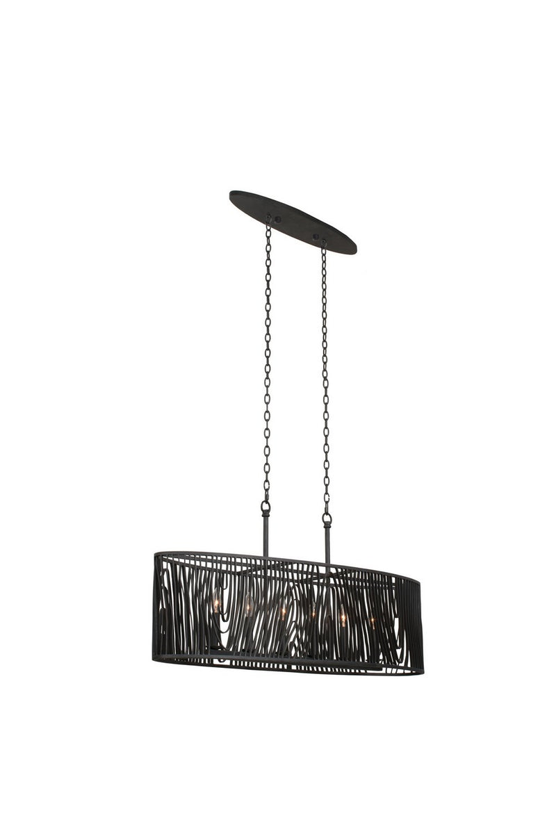 Morre 6-Light Linear Chandelier in Black Iron