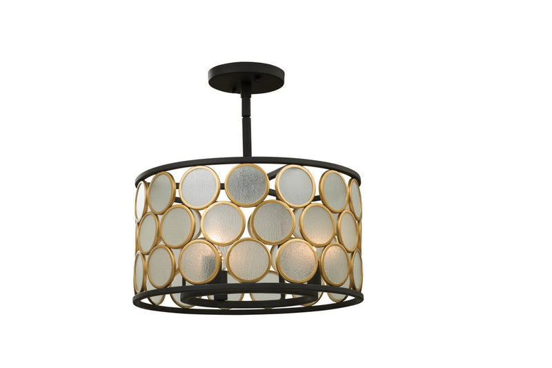Corsa 3-Light Semi-Flush Mount in Matte Black W Gold