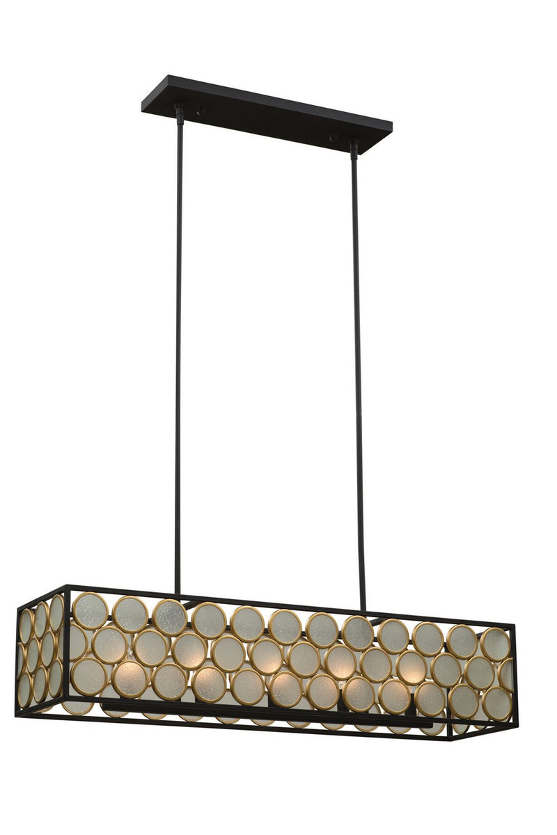 Corsa 5-Light Linear Chandelier in Matte Black W Gold