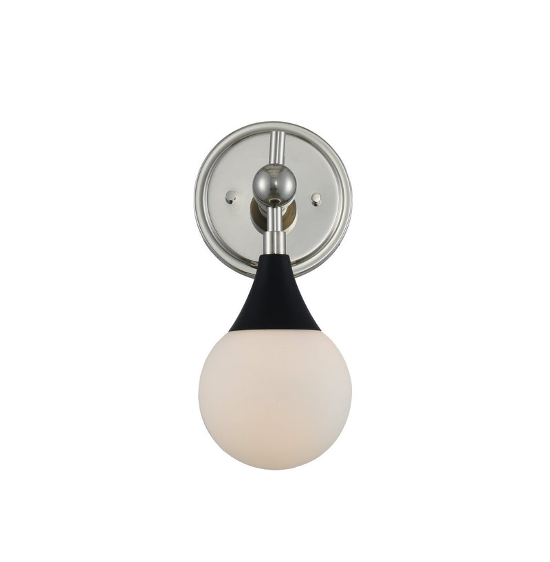 Bogart Bath Sconce in Matte Black W Polished Nickel