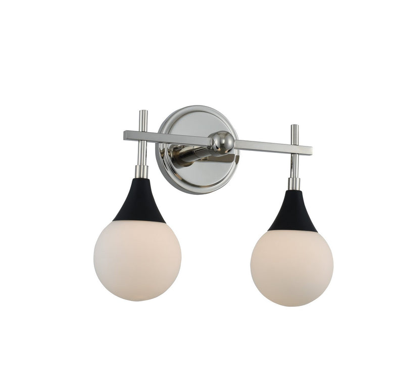 Bogart 2-Light Bath Vanity Light in Matte Black W Polished Nickel