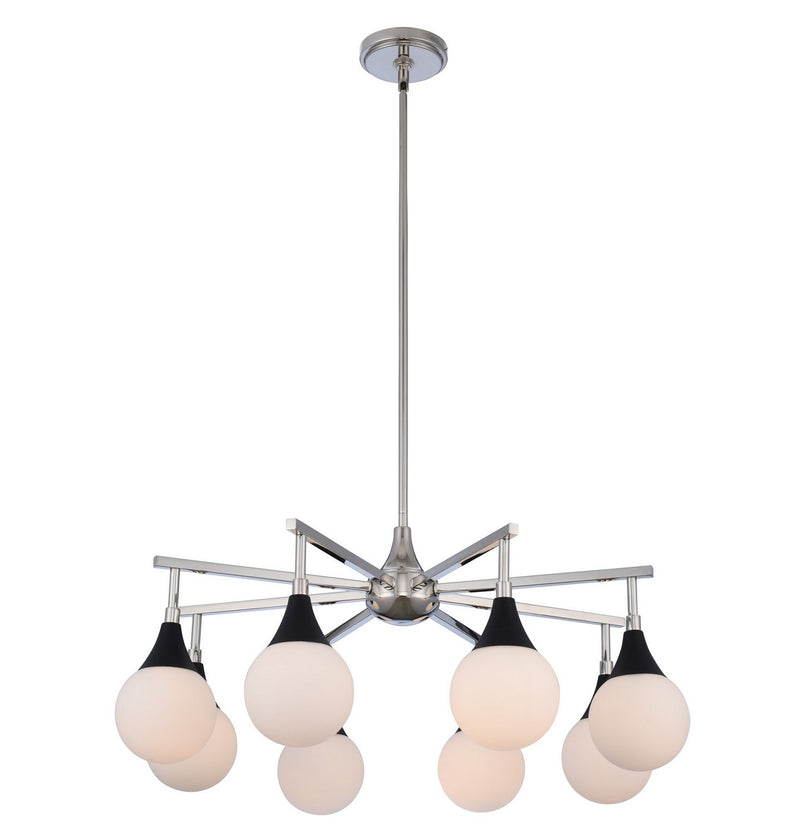 Bogart 8-Light Chandelier in Matte Black W Polished Nickel