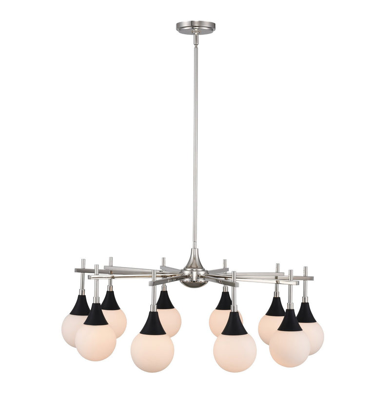 Bogart 10-Light Chandelier in Matte Black W Polished Nickel