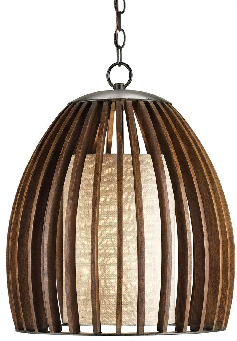 Carling Pendant in Polished Fruitwood/Beige/Old Iron