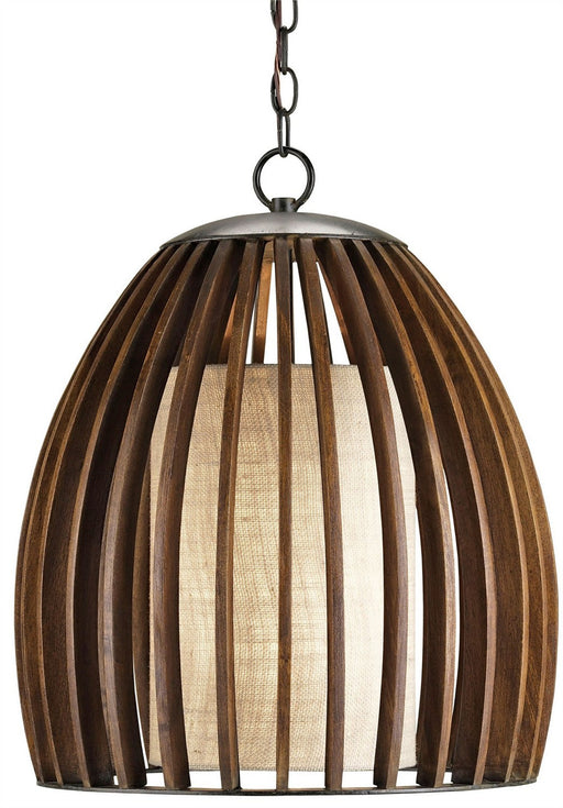 Carling Pendant in Polished Fruitwood/Beige/Old Iron