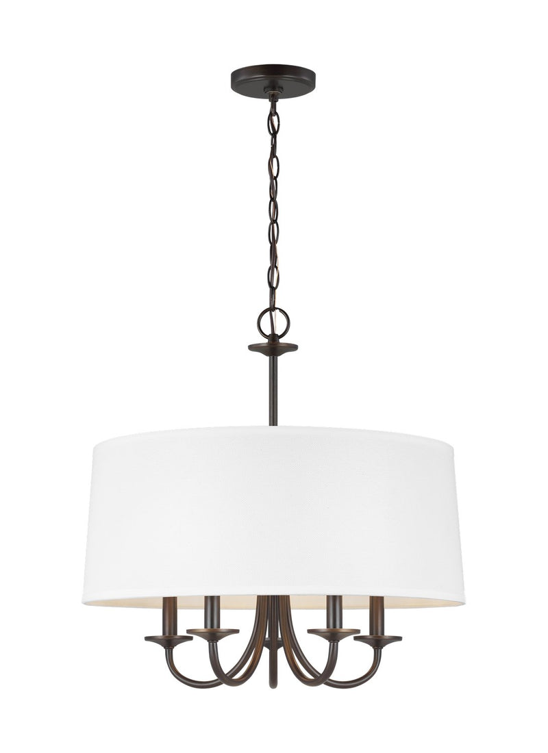 Seville 5-Light Linen Drum Chandelier in Bronze