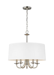 Seville 5-Light Linen Drum Chandelier in Brushed Nickel
